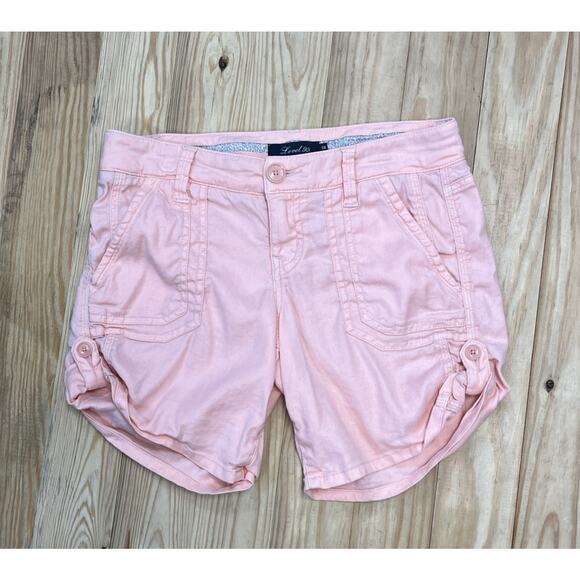 ANTHROPOLGIE Level 99 Pink Roll Tab Shorts Size 26 Womens - Picture 1 of 6